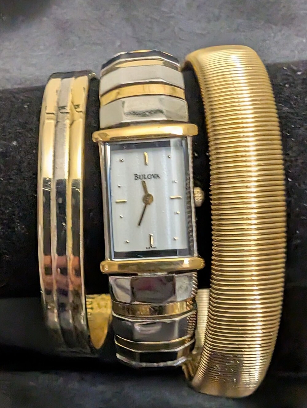 #94. Vintage Two Tone Bulova Gold Watch & 24ktgp Bracelet